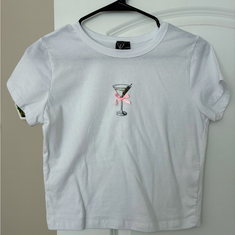 Windsor White Crop Top with Martini Embroidery